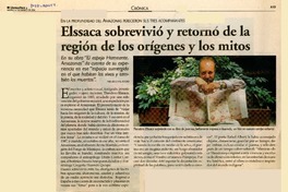 Elssaca sobrevivió y retornó de la región de los orígenes y los mitos  [artículo] por Sergio Millar Soto.