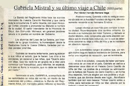 Gabriela Mistral y su ultimo viaje a Chile (xxii parte)  [artículo] por Héctor Hernán Herrera Vega.