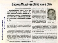 Gabriela Mistral y su último viaje a Chile (IV parte)  [artículo] por Héctor Hernán Herrera Vega.