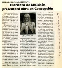 Libro de poemas "Chamana" : escritora de Mulchén presentará obra en Concepción [artículo]