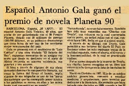 Español Antonio Gala ganó el premio de novela Planeta 90  [artículo]