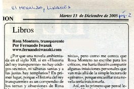 Rosa Montero, transparente  [artículo] por Fernando Iwasak.