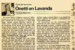 Onetti en Lavanda  [artículo]Hernán Poblete Varas.