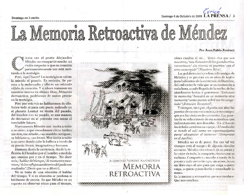 La memoria retroactiva de Méndez  [artículo] Juan Pablo Jiménez.