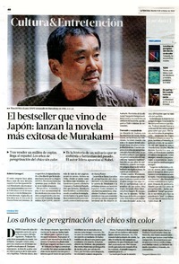 El bestseller que vino de Japón: lanzan la novela más exitosa de Murakami  [artículo] Roberto Careaga C.