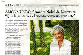 Alice Munro, flamante Nobel de Literatura: "Que la gente vea el cuento como gran arte"  [artículo]