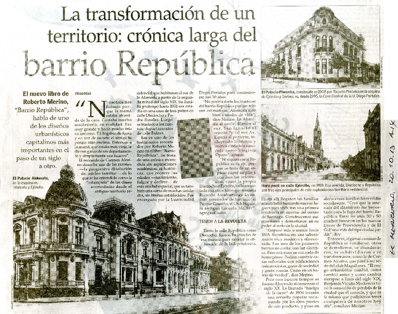 La transformación de un territorio : crónica larga del barrio República  [artículo] Iñigo Díaz