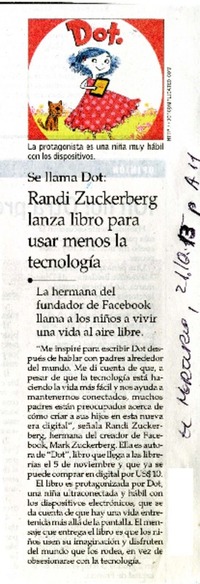 Se llama Dot: Randi Zuckerberg lanza libro para usar menos la tecnología  [artículo]