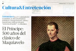 El Príncipe: 500 años del clásico de Maquiavelo  [artículo] Pablo Marín