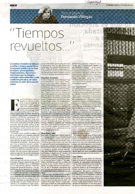 "Tiempos revueltos"  [artículo] Fernando Villegas