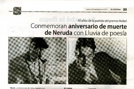 Conmemoran aniversario de muerte de Neruda con Lluvia de poesía  [artículo] Macarena Muñoz