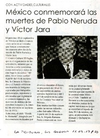 México conmemorará las muertes de Pablo Neruda y Victor Jara  [artículo]