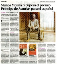 Muñoz Molina recuperará el premio Príncipe de Asturias para el español.  [artículo]