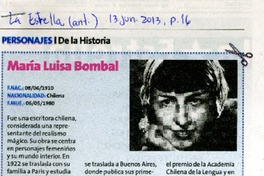 Personajes de la historia : María Luisa Bombal. [artículo]