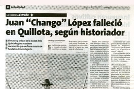 Juan "Chango" López falleció en Quillota, según historiador  [artículo] Rodrigo Ramos Bañados.