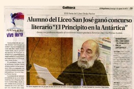 Alumno del Liceo San José ganó concurso literario "El Principito en la Antartica"  [artículo]