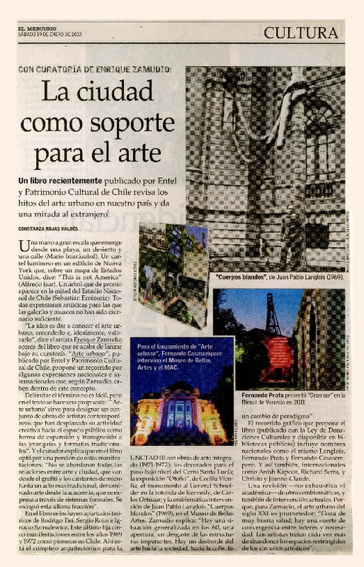 La ciudad como soporte para el arte  [artículo] Constanza Rojas Valdés.