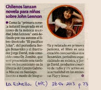 Chilenos lanzan novela para niños sobre Jhon Lennon.  [artículo]