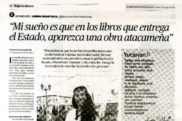 "Mi sueño es que en los libros que entrega el Estado, aparezca una obra atacameña" (entrevista)  [artículo] Dániza Urrutia Sepúlveda.