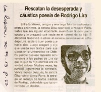 Rescatan la desesperada y cáustica poesía de Rodrigo Lira  [artículo]