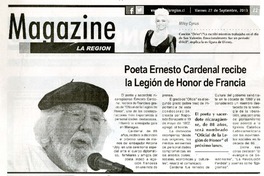 Poeta Ernesto Cardenal recibe la Legión de Honor de Francia  [artículo]