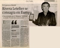 Rivera Letelier se consagra en Europa.  [artículo]