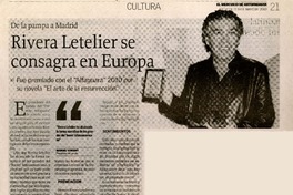 Rivera Letelier se consagra en Europa.  [artículo]
