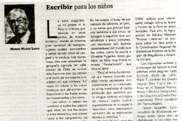 Escribir para los niños  [artículo] Marino Muñoz Lagos.