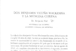 Don Benjamín Vicuña Mackenna y la medicina chilena  [artículo] Benjamín Viel.