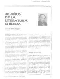 40 años de la literatura chilena  [artículo] Luis Merino Reyes.
