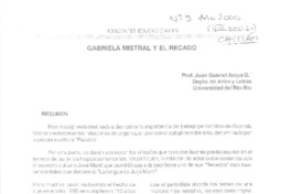 Gabriela Mistral y el recado  [artículo] Juan Gabriel Araya