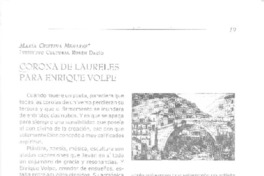 Corona de Laureles para Enrique Volpe  [artículo] María Cristina Menares.
