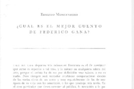 ¿Cual es el mejor cuento de Federico Gana?  [artículo] Ernesto Montenegro.