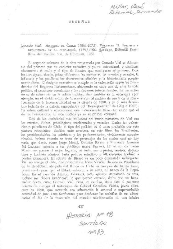 Historia de Chile (1891-1973)  [artículo] Mario Góngora.