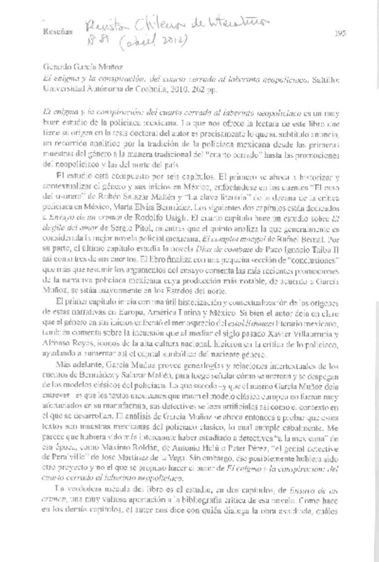 El enigma y la conspiración  [artículo] Juan Carlos Ramírez-Pimienta.