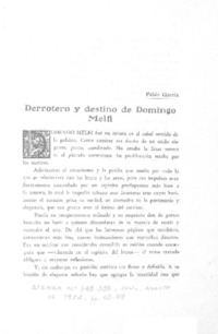 Derrotero y destino de Domingo Melfi  [artículo] Pablo García.