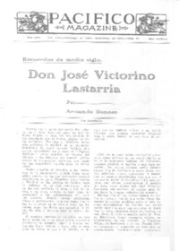 Don José Victorino Lastarria  [artículo] Armando Donoso.