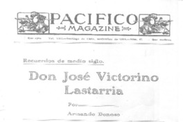 Don José Victorino Lastarria  [artículo] Armando Donoso.