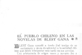 El Pueblo chileno en las novelas de Blest Gana  [artículo].