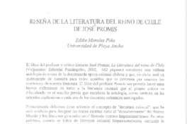 Reseña de la literatura del reino de Chile  [artículo] Eddie Morales Piña.