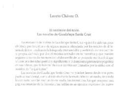 El territorio del texto. Las novelas de Guadalupe Santa Cruz  [artículo] Loreto Chávez O.