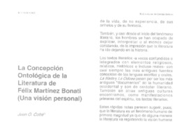 La Concepción ontológica de la literatura de Félix Martínez Bonati  [artículo] Juan O. Cofré.