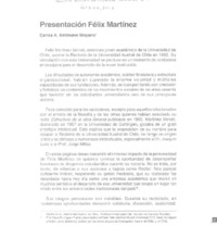 Presentación Félix Martínez  [artículo] Carlos A. Amtmann Moyano.