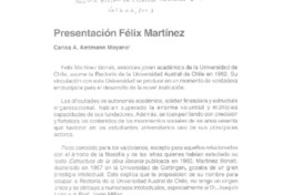 Presentación Félix Martínez  [artículo] Carlos A. Amtmann Moyano.
