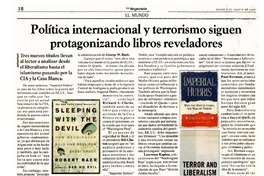 Política internacional y terrorismo siguen protagonizando libros reveladores  [artículo]