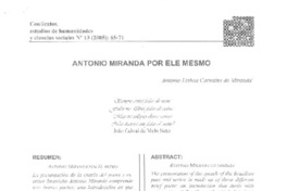 Antonio Miranda por ele mesmo  [artículo] Antonio Lisboa Carvalho de Miranda.