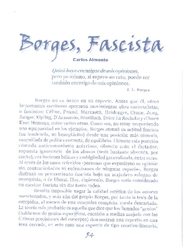 Borges, fascista  [artículo] Carlos Almonte.