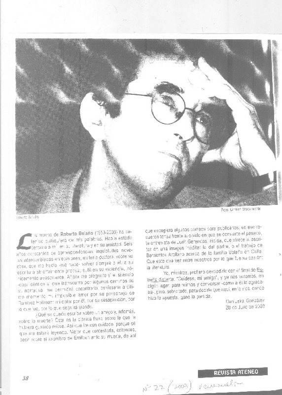 Roberto Bolaño  [artículo] Daniuska González.