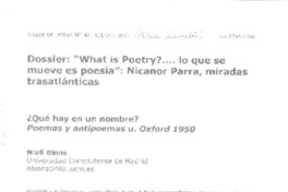 "What is poetry?... lo que se mueve es poesía"  [artículo] Niall Binns.