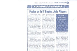 Poetas de la 4 región: Julio Piñones  [artículo] Walter Hoefler.